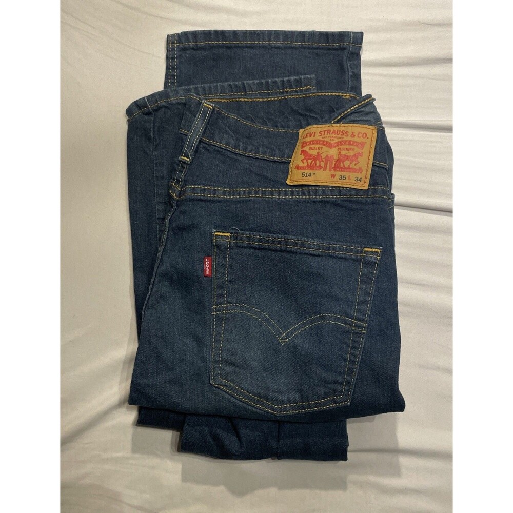 Levi's 514 Jeans Mens (35x34) Straight Fit Blue Denim Classic